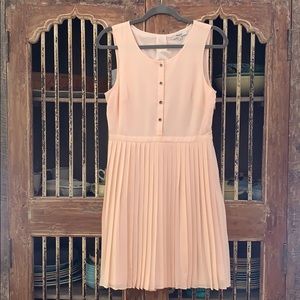 Madewell pleated silk dress in peach